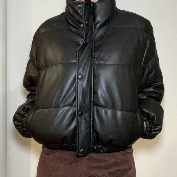 Zara Jackets & Blazers - Zara Faux Leather Puffer Coat